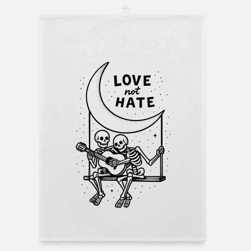 Love Not Hate Skeleton Moon Design Torchon bio