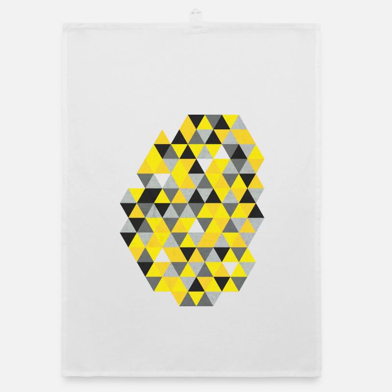 Geometric triangle pattern Sunny Yellow Organic dish towel