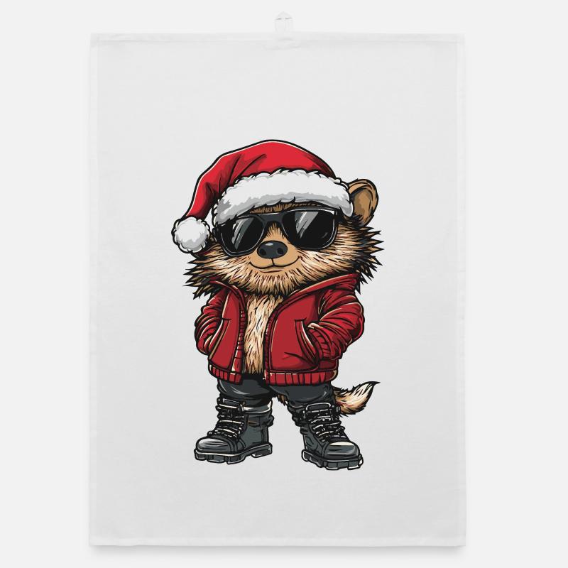 Hérisson Noël Hiver Torchon bio