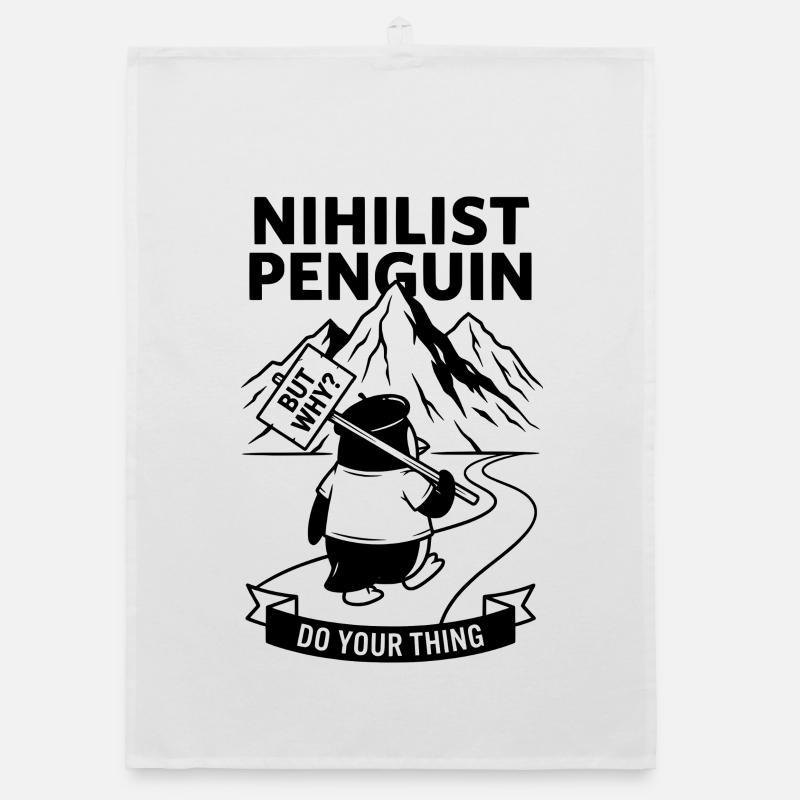 Nihilist Penguin – Aber warum Meme Organic Geschirrtuch