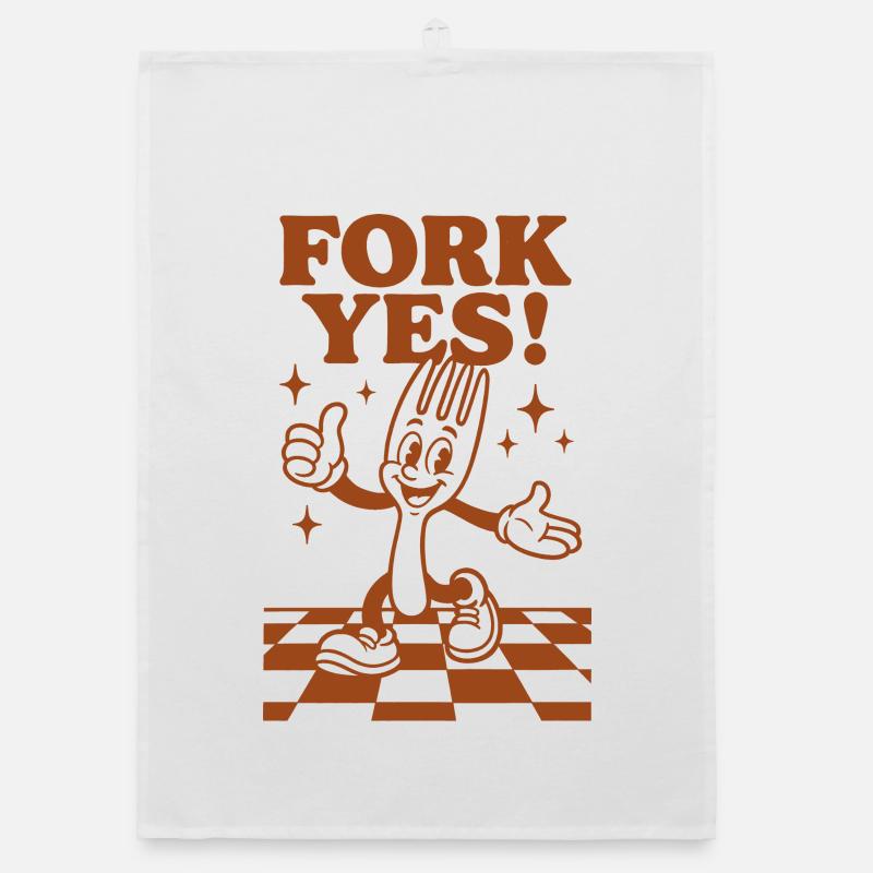 Fork yes! | Kitchen Humor Pun Organic dish towel