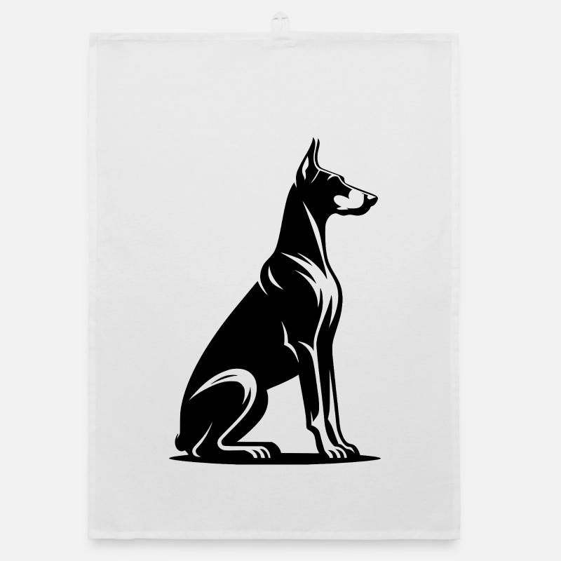 Loyal Doberman Guard Dog Silhouette Organic dish towel