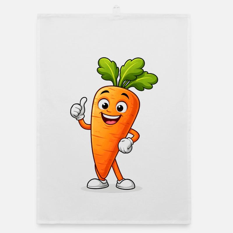 Funny Carrot Comic Character with Thumb Organic dish towel