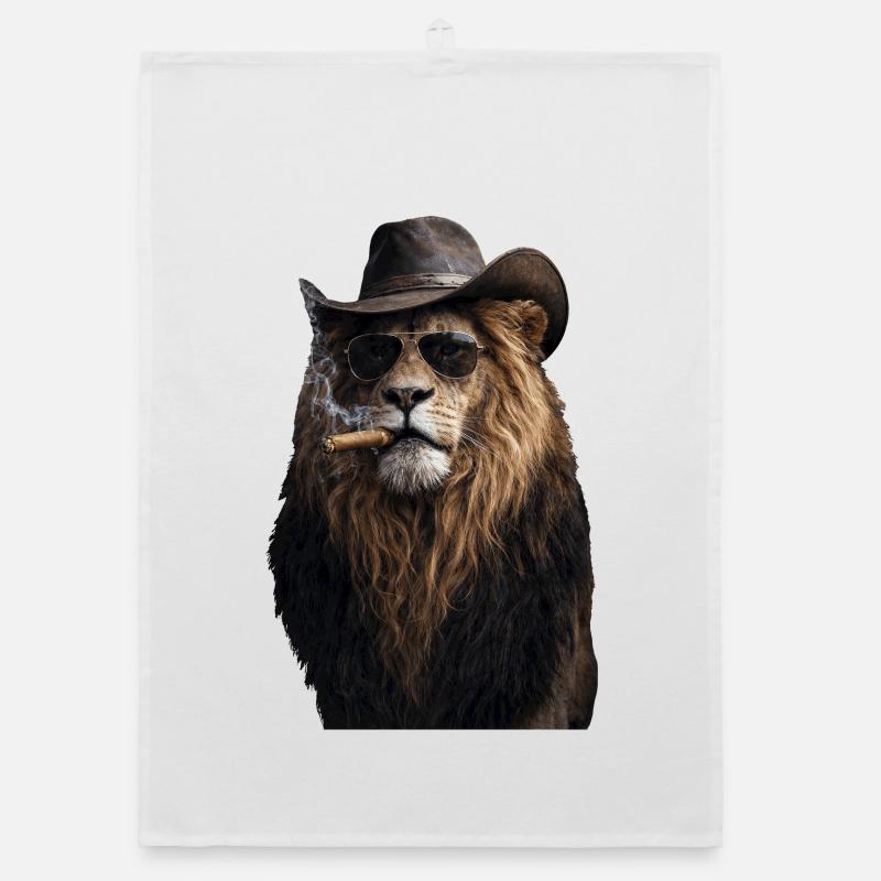 Lion with hat, sunglasses and cigars Organic dish towel