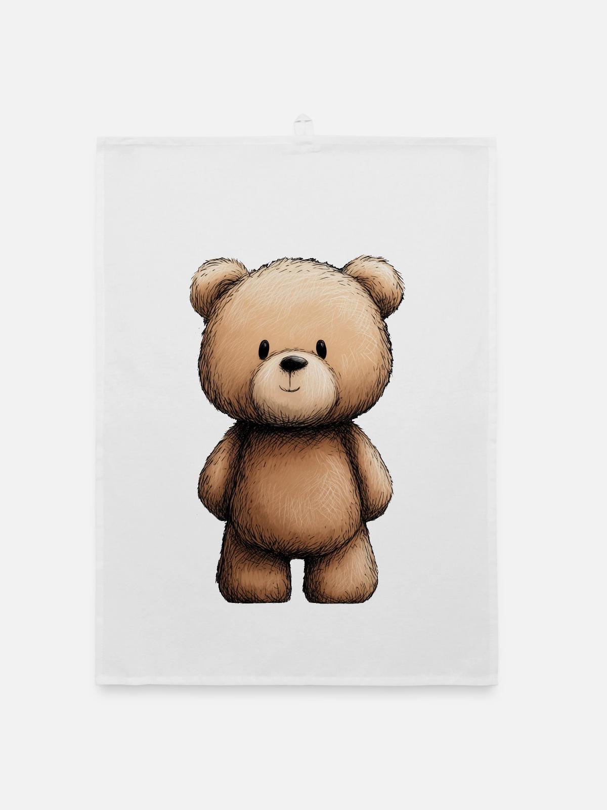 Teddybär, süßes Kind-Teddybär - Organic Geschirrtuch - Weiß - Vorne