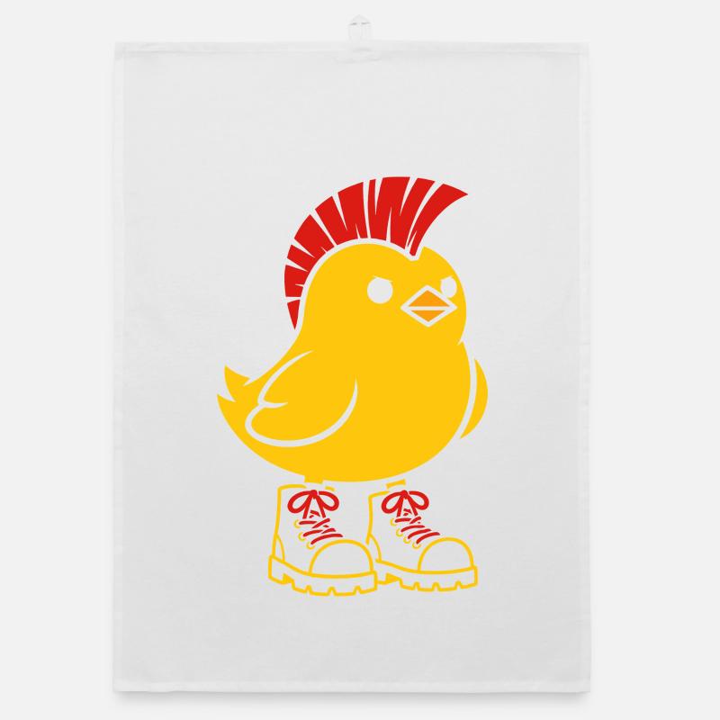 Punk chick in red boots Organic dish towel