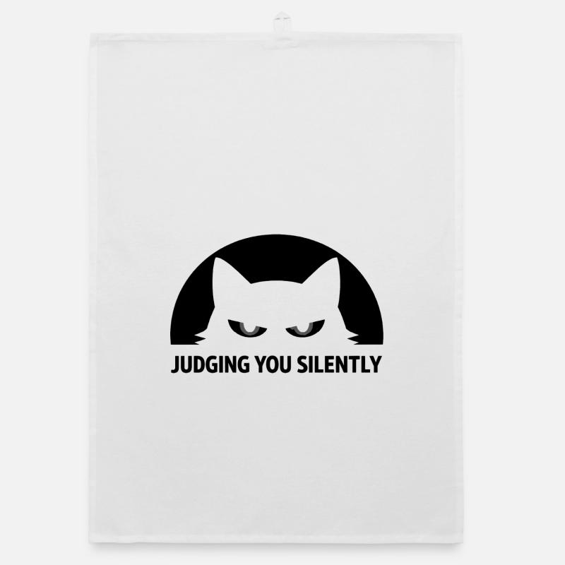 Cat Silent Judgment Black Humor Organic dish towel