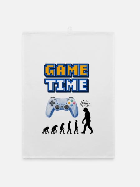 Game Time Retro Controller Entwicklung - Organic Geschirrtuch - Weiß - Vorne
