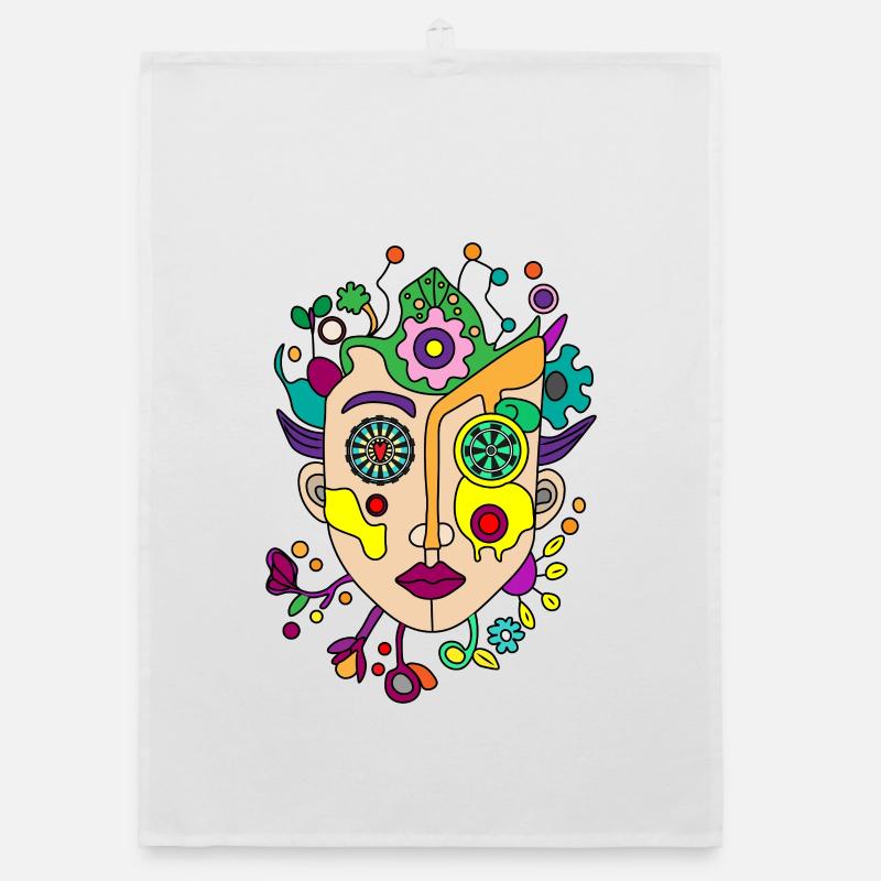 Kaleidoscopic split face Organic dish towel