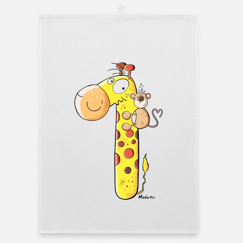 Affe auf Giraffe Organic Geschirrtuch