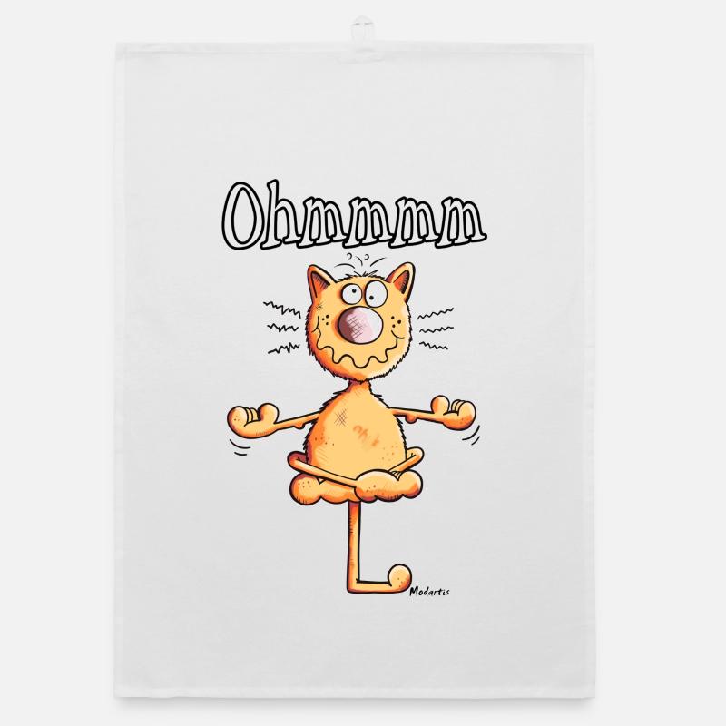 Ohmmmm Chat - Torchon bio - blanc