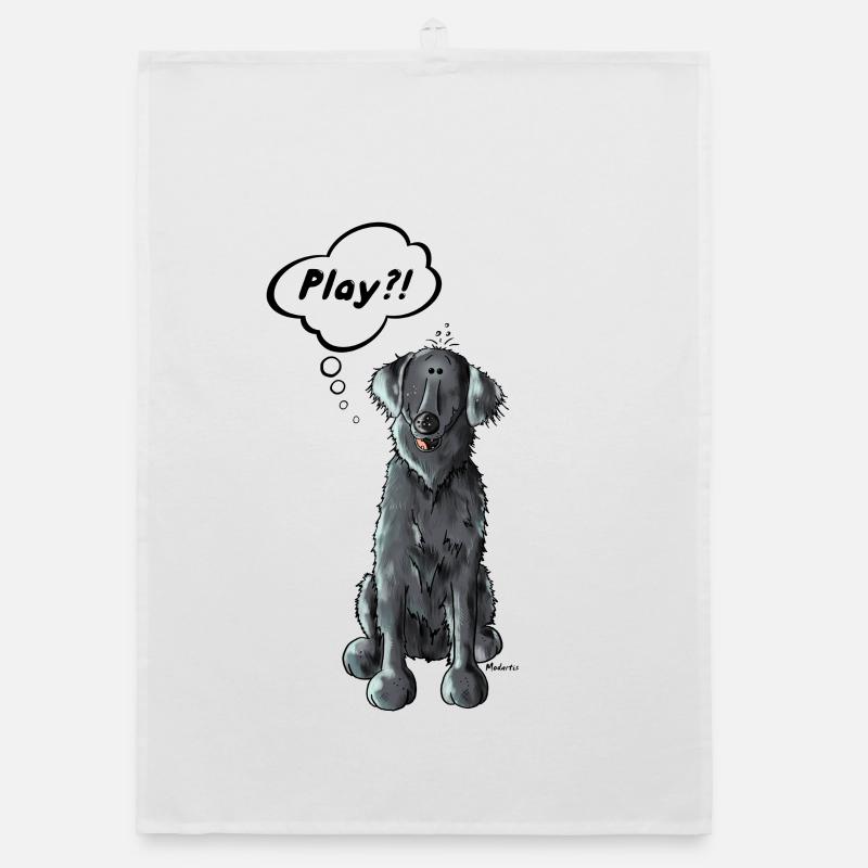 Flat Coated Retriever Play Organic dish towel