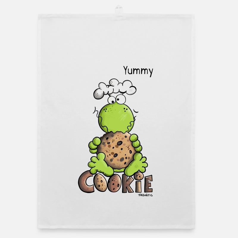 Frog loves cookies - Cookie - Baker - Comic Organic dish towel