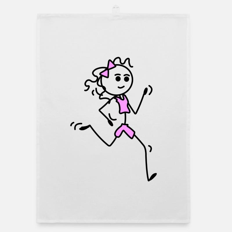 Ich laufe, Läufermädchen mit Fliege Organic Geschirrtuch