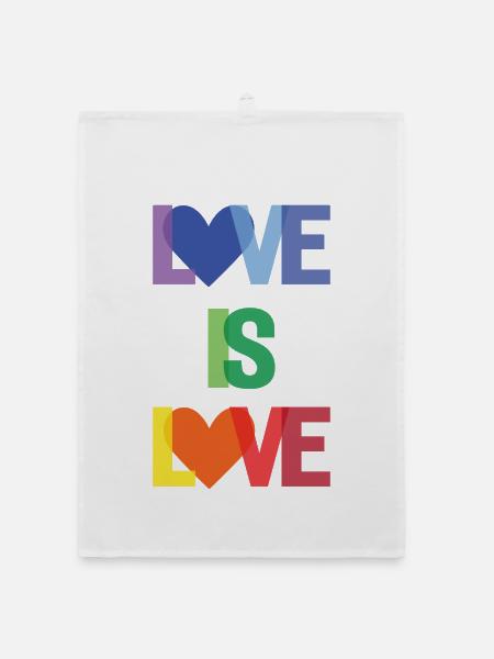 Pride Month - Love is Love - Organic dish towel - white - Front