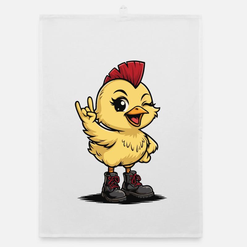 Punk Rock Chick with Boots Organic dish towel
