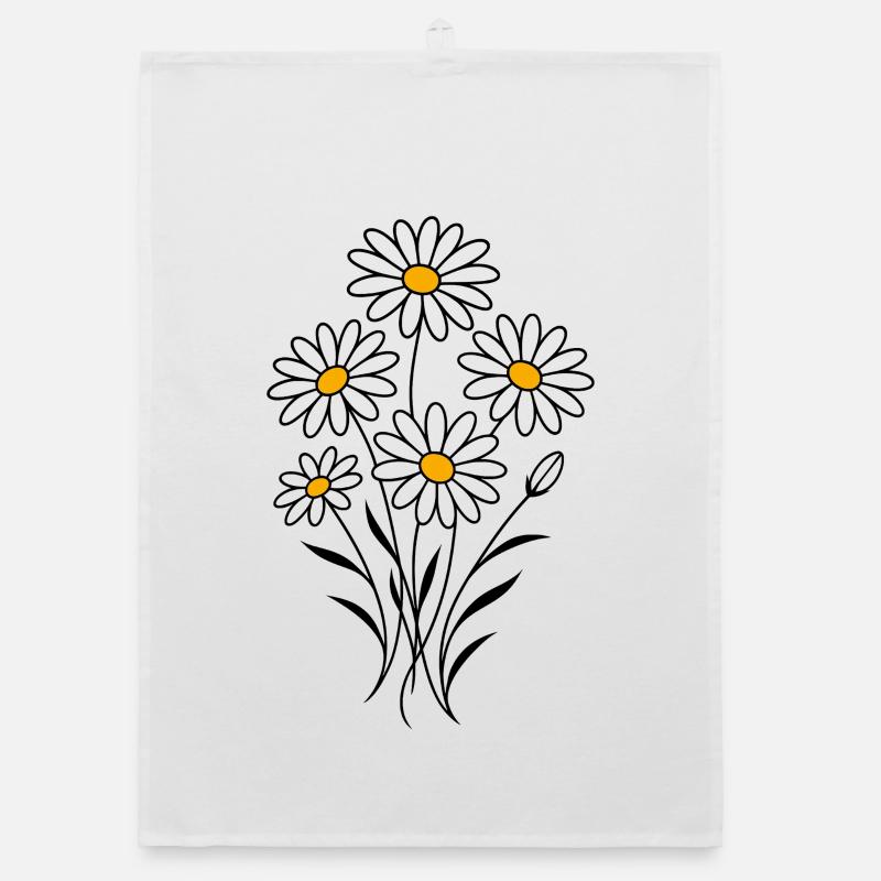 Strauß Mageriten - Daisy - Butterblume - Organic Geschirrtuch - Weiß