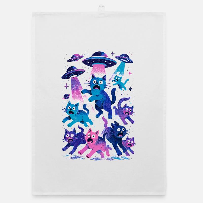 Alien Ufos Ufo Katze Katzen beamen Sci-Fi Geschenk Organic Geschirrtuch