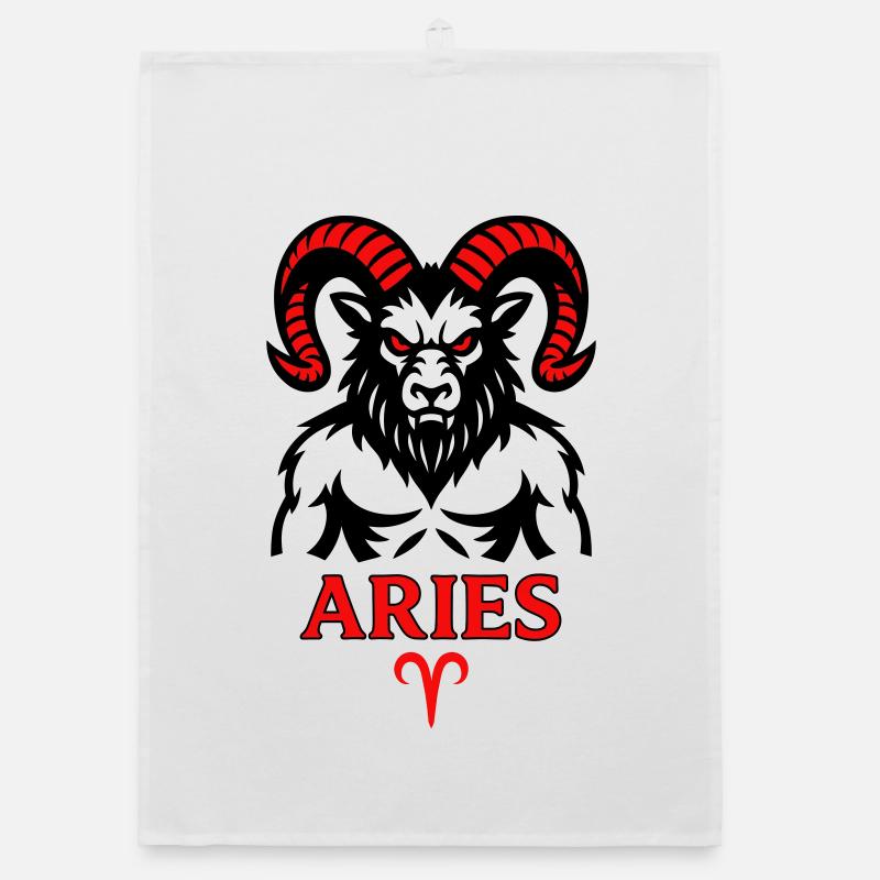 Aries Sternzeichen mit Hörnersymbol Organic Geschirrtuch