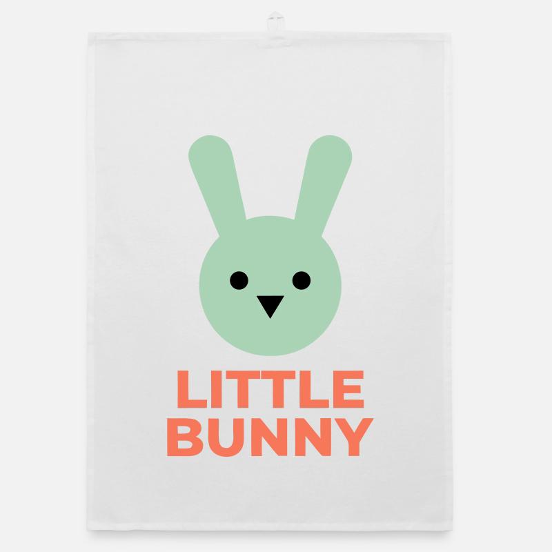 Mint Bunny and Little Bunny Text Organic dish towel