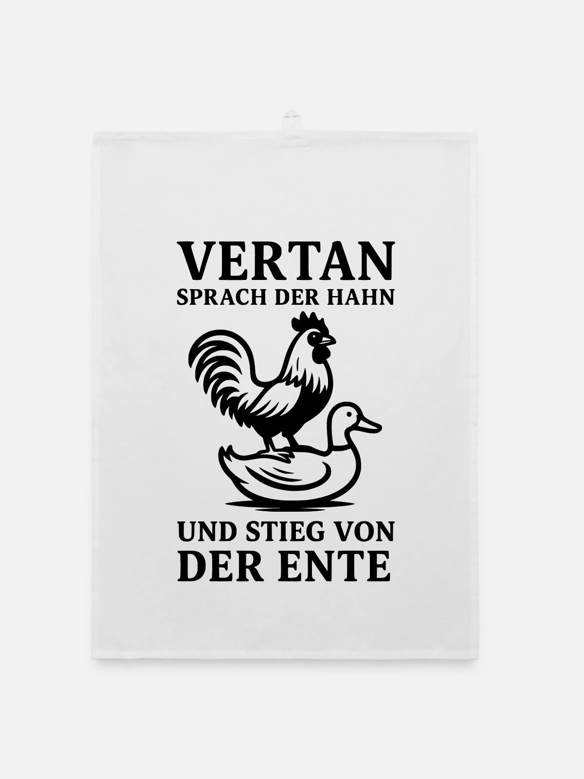 vertan sprach der hahn - Organic Geschirrtuch - Weiß - Vorne