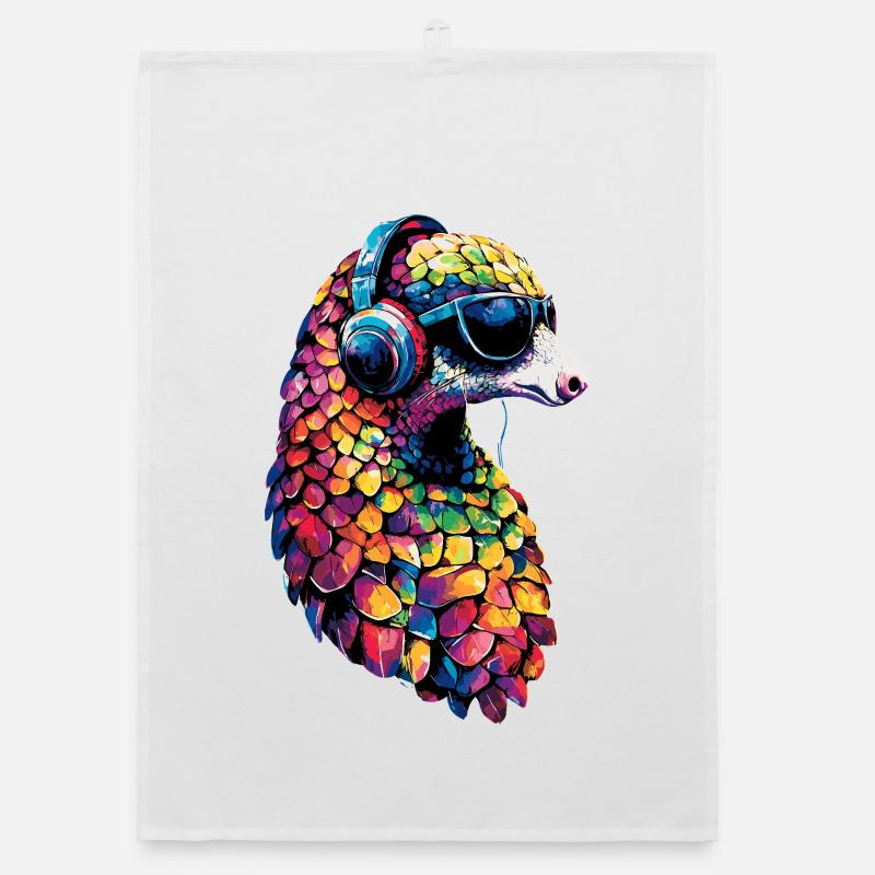 Pangolin Pangolin Pomme de pin Pangolins - Torchon bio - blanc
