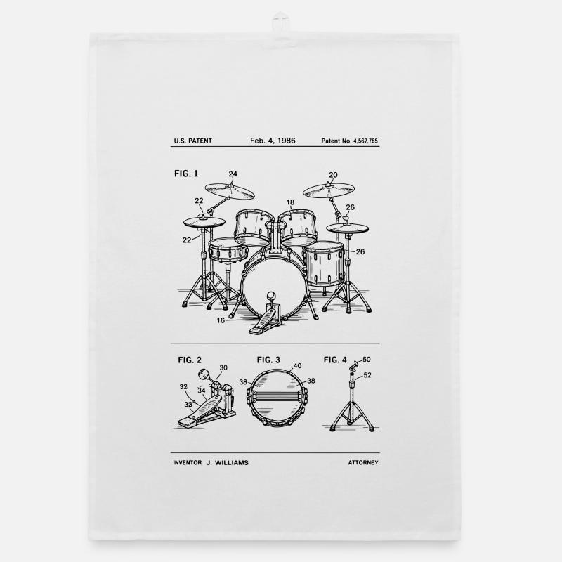 Drum Set Blueprint  Organic dish towel