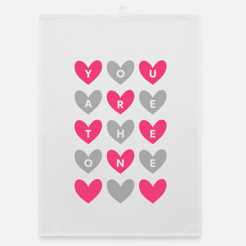 You Are The One Pink Romantic Heart Pattern Art Organic Geschirrtuch