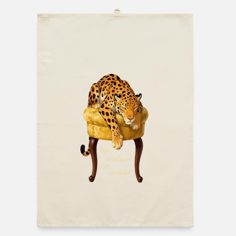 Müder Leopard auf Samtkissen Organic Geschirrtuch