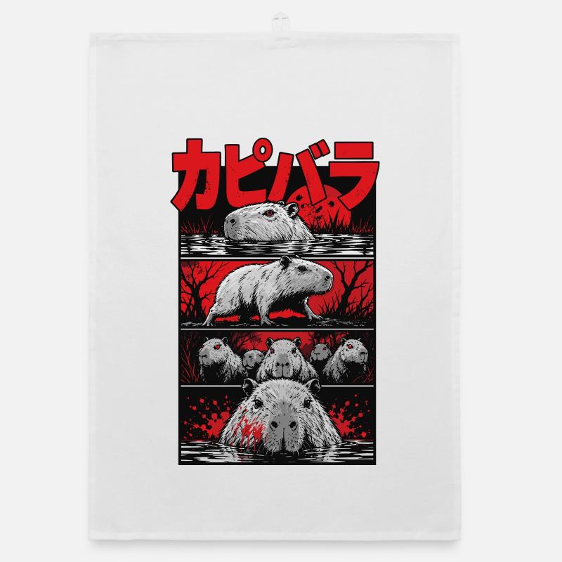 Blutsee Capybara Horror Organic Geschirrtuch