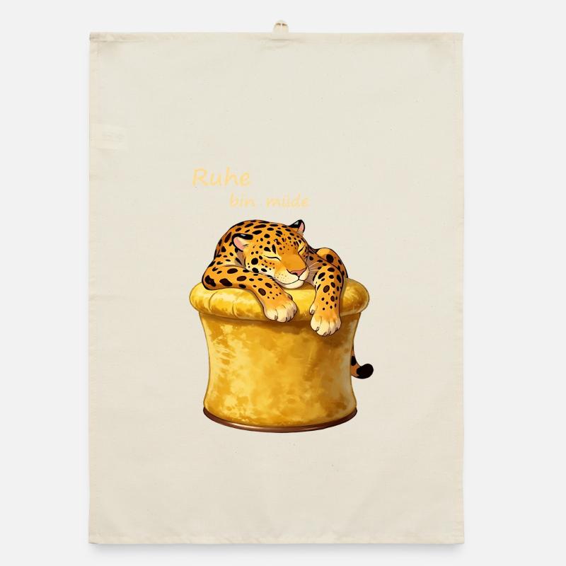 Schlafender Leopard im Goldhut Organic Geschirrtuch