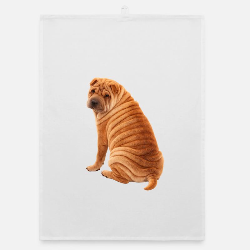 Seated Shar Pei Organic dish towel