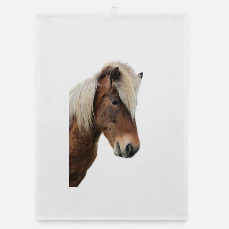 Pferde T-shirt Geschenk Reiter  - Organic Geschirrtuch - Weiß