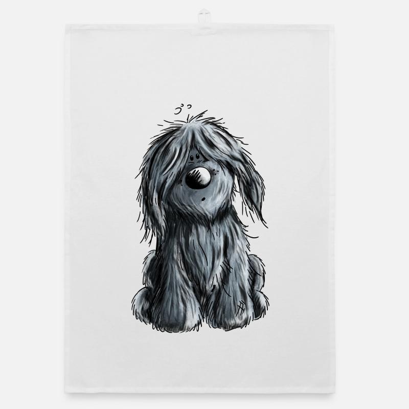 Knuffiger schwarzer Briard - Hund - Geschenk Organic Geschirrtuch