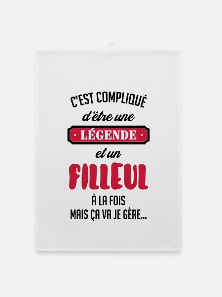 Parrain / Marraine / Filleule / Filleul / Baptême - Torchon bio - blanc - Devant