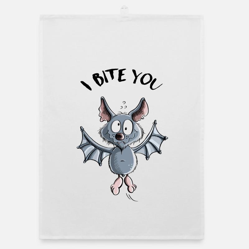 I Bite You Fledermaus - Comic - Organic Geschirrtuch - Weiß