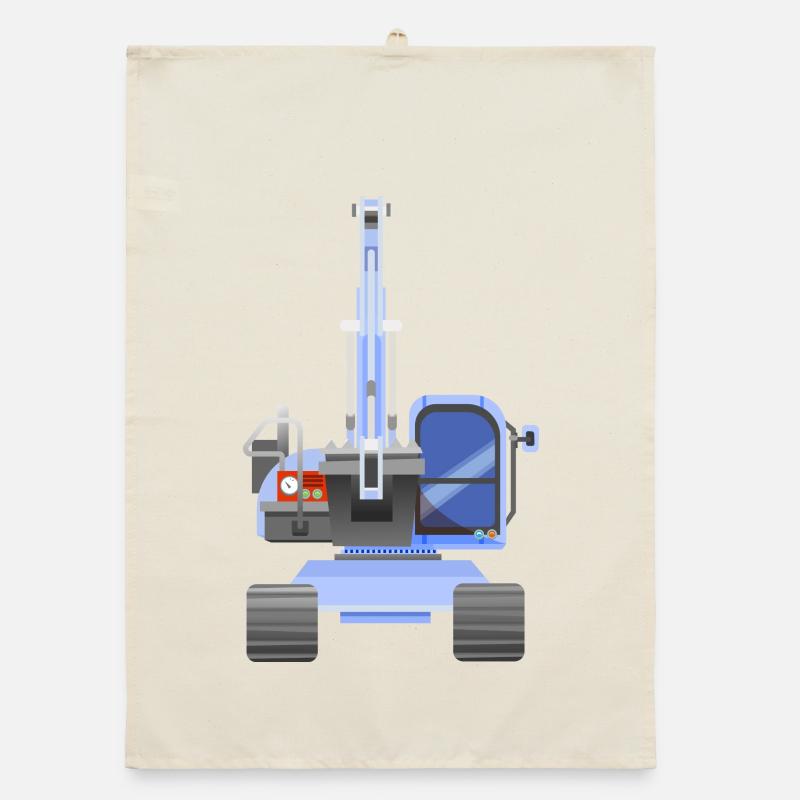 Blue excavator Organic dish towel