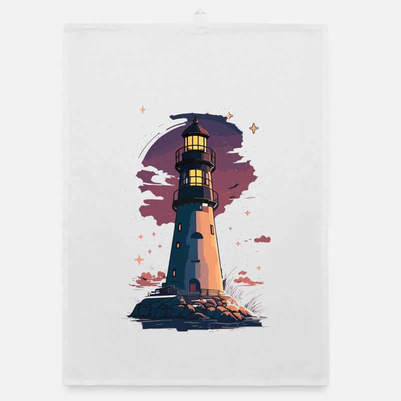 Sternennachtsleuchtturm am Meer Organic Geschirrtuch