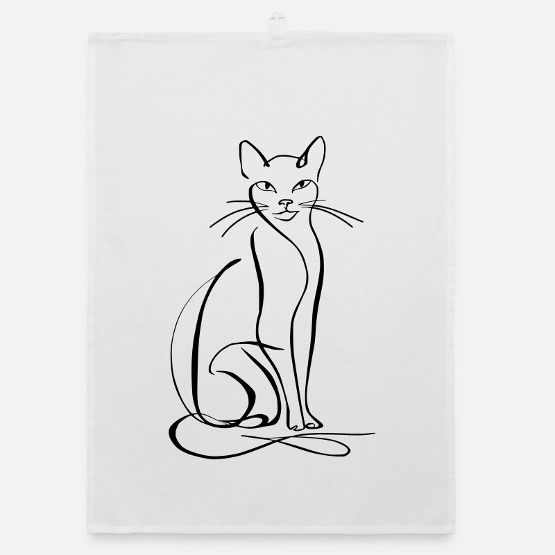 Katze Line-Art Organic Geschirrtuch