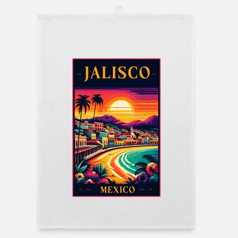 Design de coucher de soleil à Jalisco, au Mexique Torchon bio