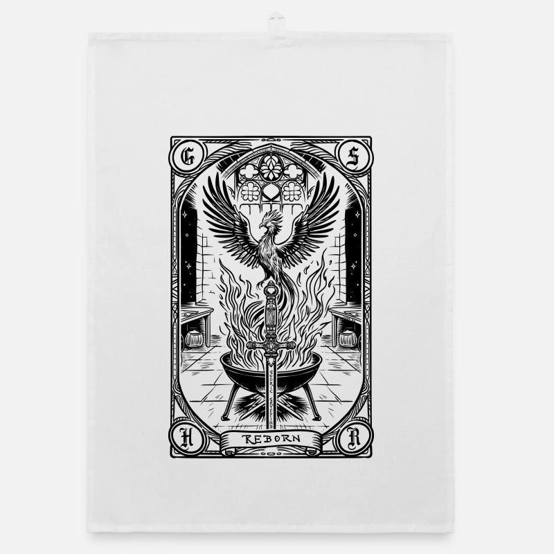 Tarot Phoenix reborn Organic dish towel