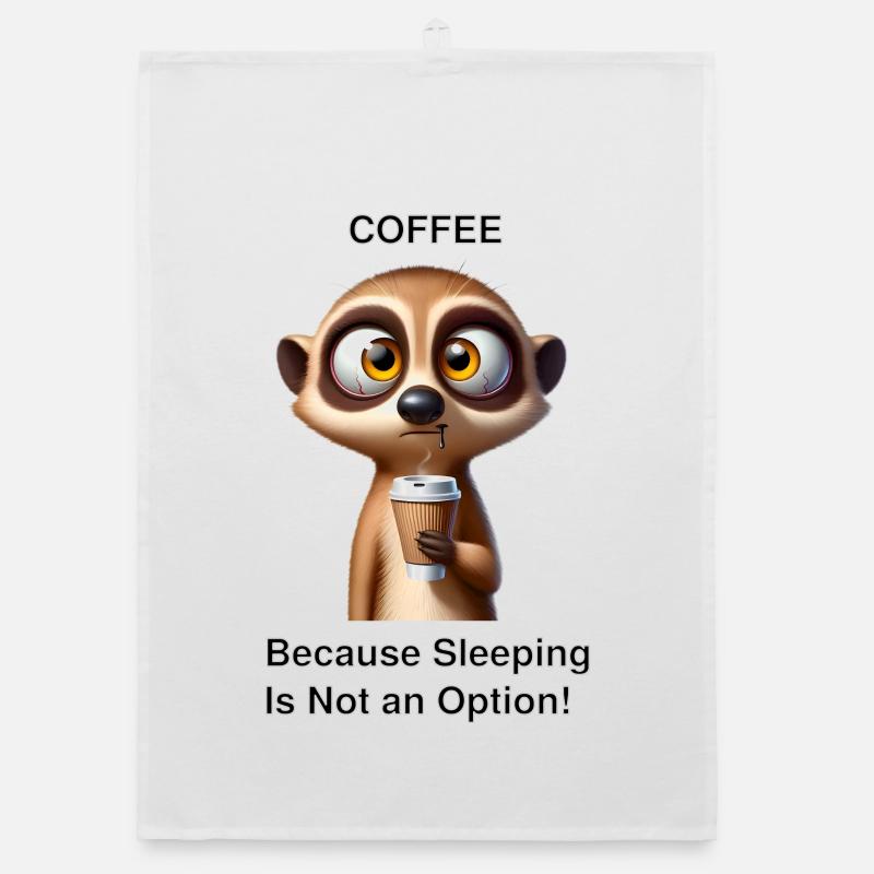 Tired Meerkat with Coffee Organic dish towel