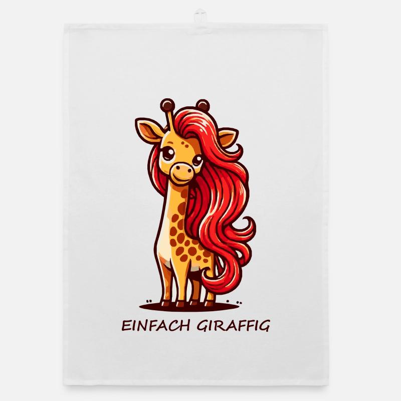 Einfach Giraffig – Süße Giraffe mit roter Mähne Organic Geschirrtuch