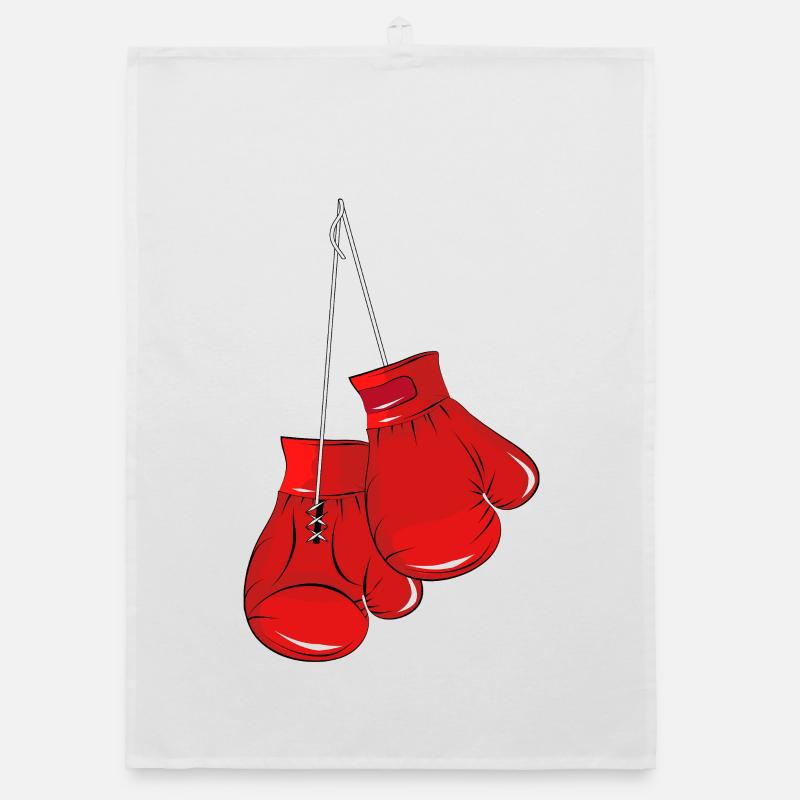 Gants de boxe rouges - symbole de force et d’ combatif Torchon bio