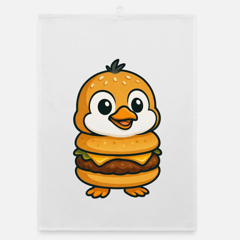 Funny Penguin Burger Cheeseburger Mythical Creature Organic dish towel