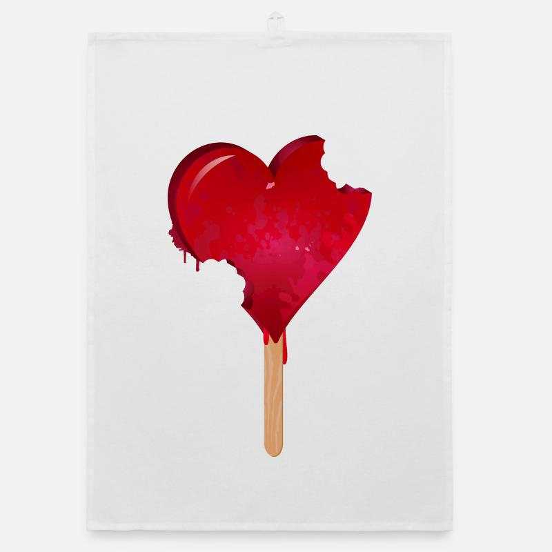 Rotes Herz Eis mit Biss Organic Geschirrtuch