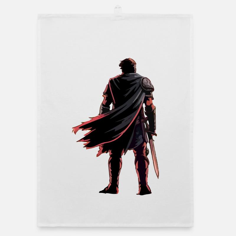 Epic Warrior Silhouette Art Organic dish towel