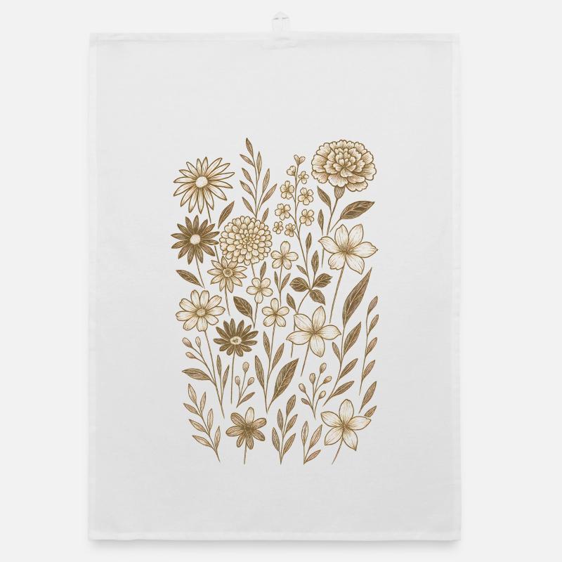 Vintage Blumen Boho Cottagecore Organic Geschirrtuch