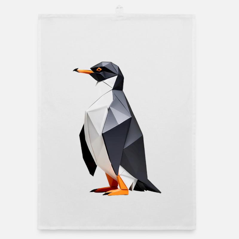 Polygon Penguin: Geometric Elegance Organic dish towel