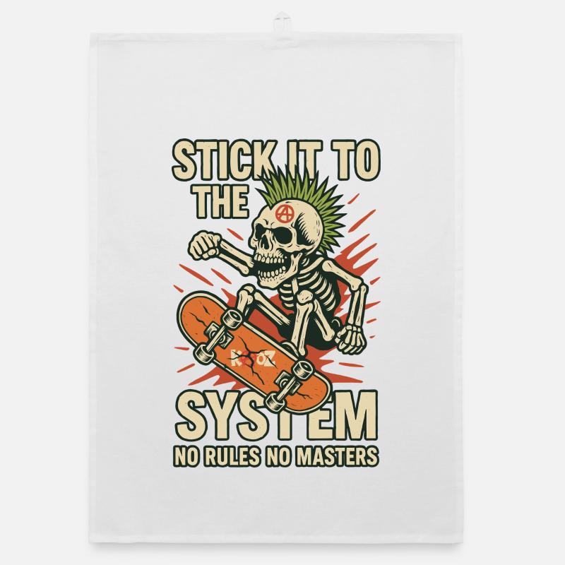 Skeleton Skateboard Against the System Organic dish towel